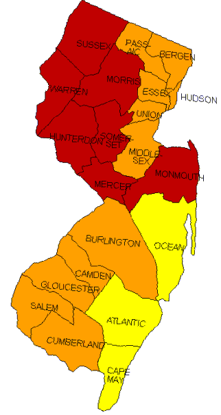 NJ areas testing for toxic black mold and  Radon Map